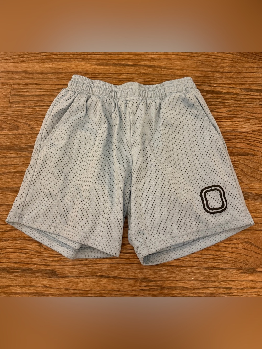 Kids Light Blue Mesh Athletic Shorts with Elastic Waist